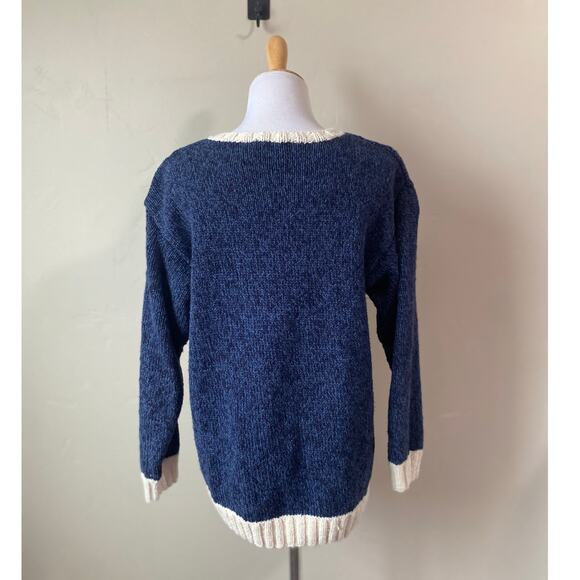 90's VTG Liz Claiborne Polar Bear Hand Knitted Ramie/Cotton Pullover Sweater - Picture 4 of 4
